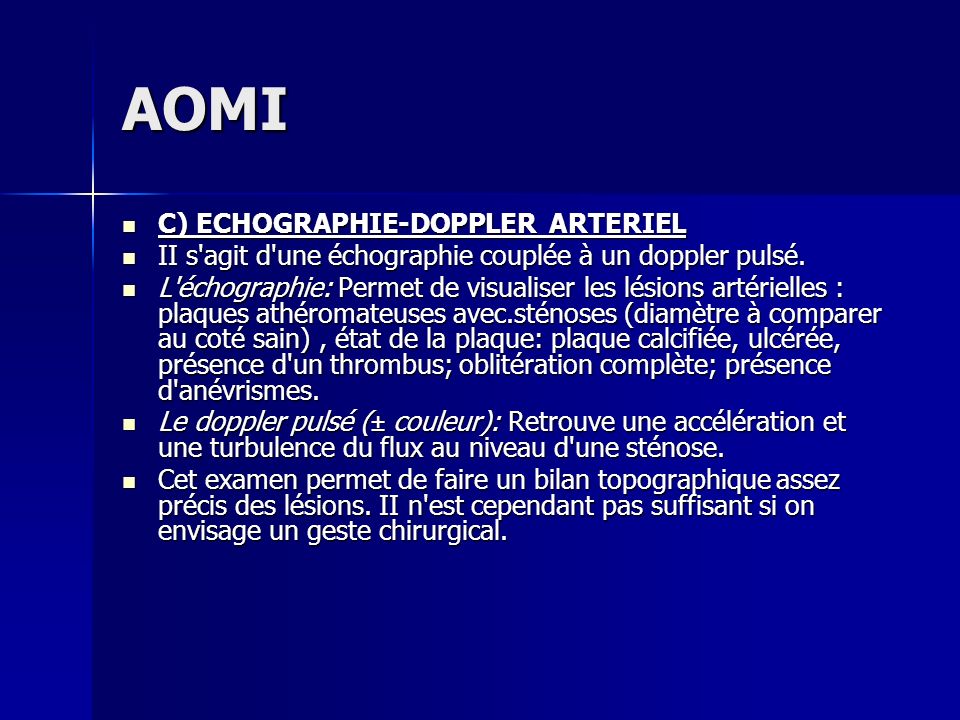 AOMI C) ECHOGRAPHIE-DOPPLER ARTERIEL