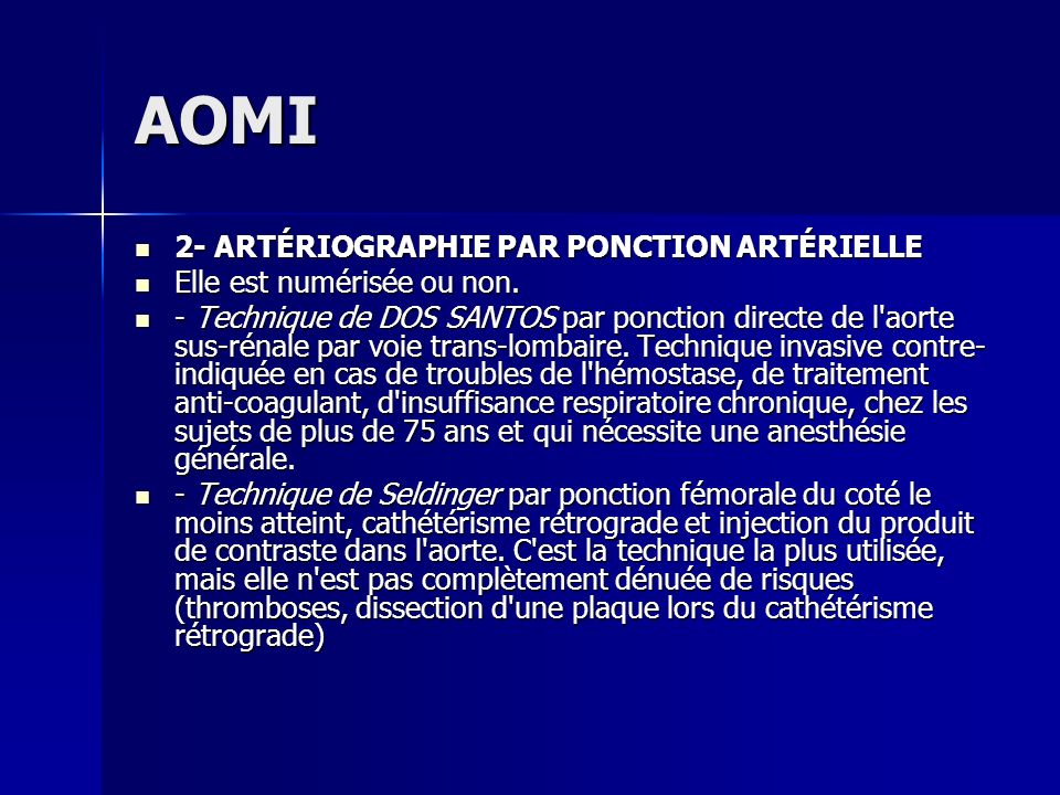 AOMI 2- ARTÉRIOGRAPHIE PAR PONCTION ARTÉRIELLE