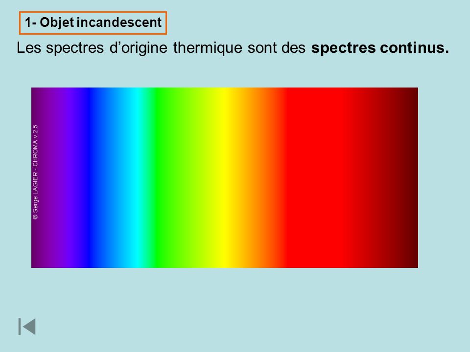 Les spectres d’origine thermique sont des spectres continus.