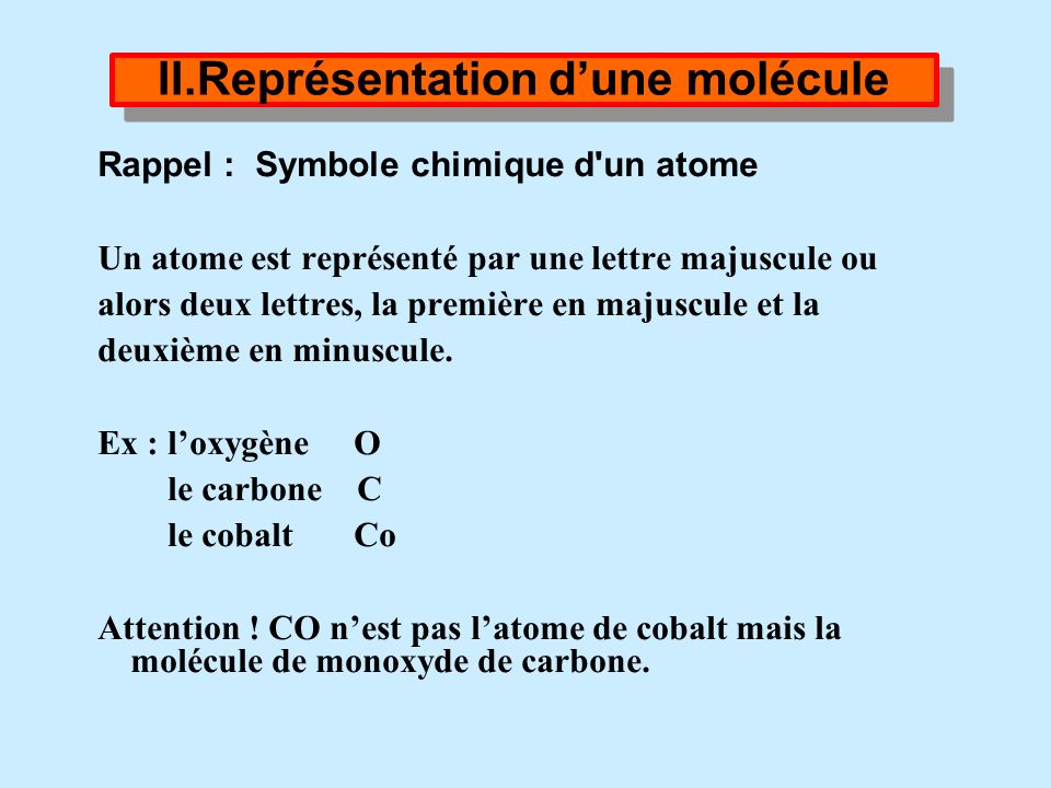 II.Représentation d’une molécule