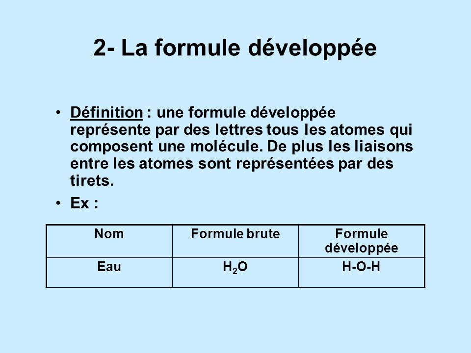 2- La formule développée