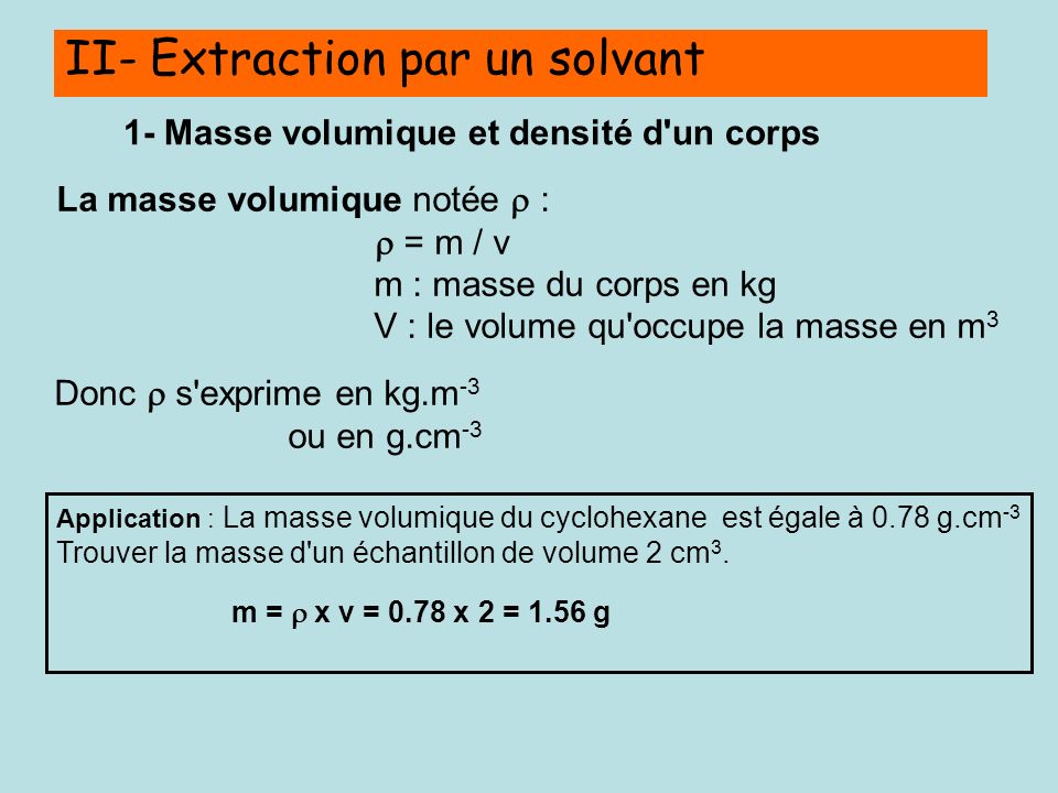 II- Extraction par un solvant