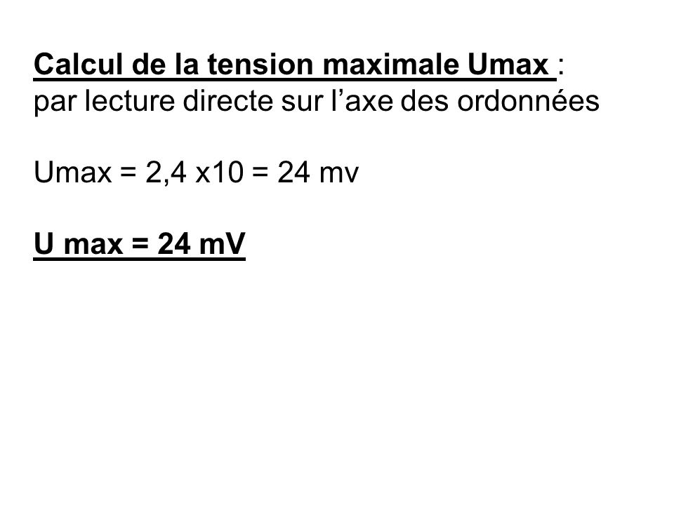 Calcul de la tension maximale Umax :