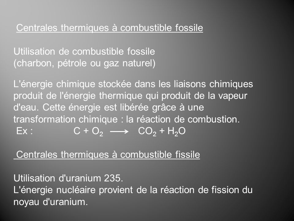Centrales thermiques à combustible fossile