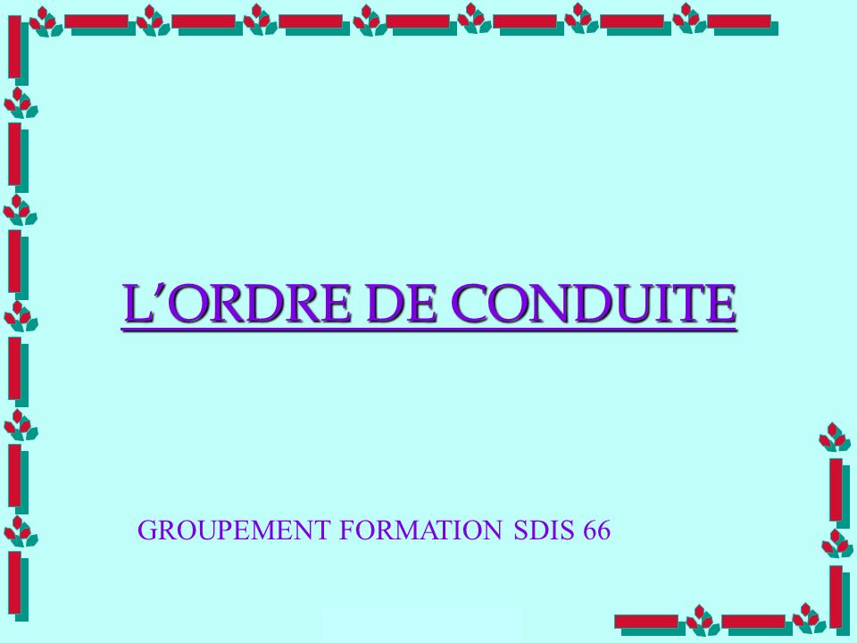 L’ORDRE DE CONDUITE GROUPEMENT FORMATION SDIS 66