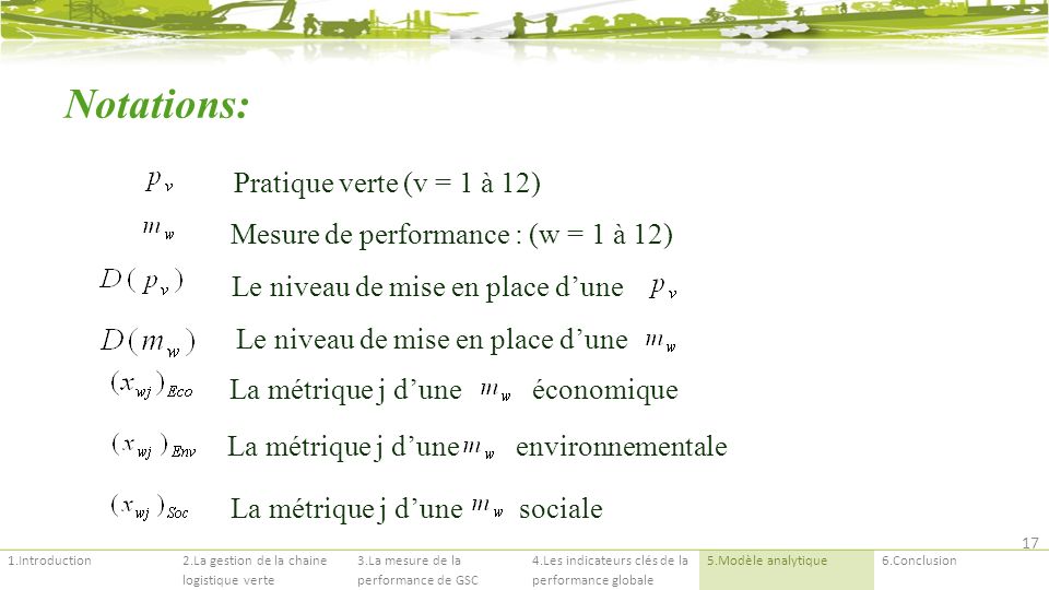 Notations: Pratique verte (v = 1 à 12)