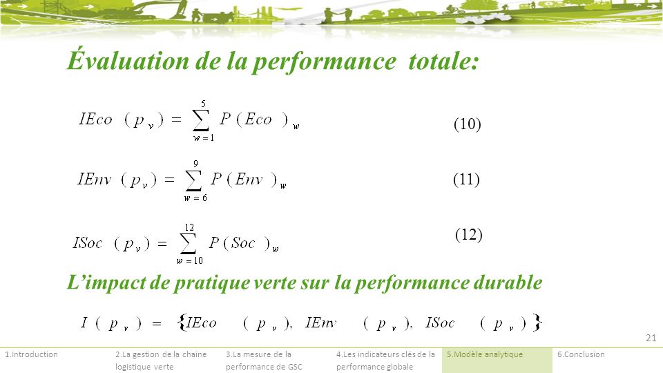 Évaluation de la performance totale: