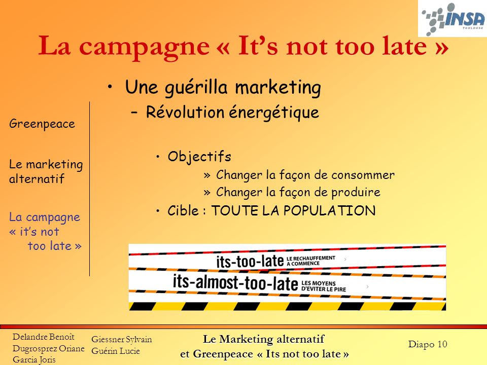 La campagne « It’s not too late »
