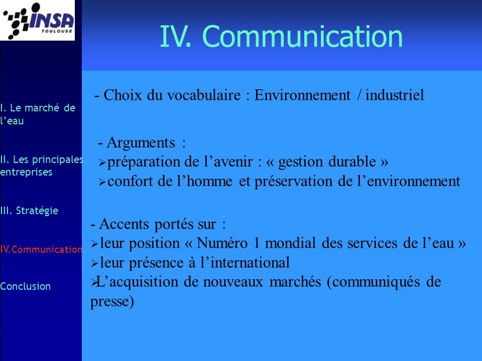 IV. Communication - Choix du vocabulaire : Environnement / industriel