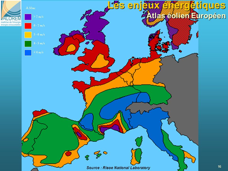 Les enjeux énergétiques Atlas éolien Européen