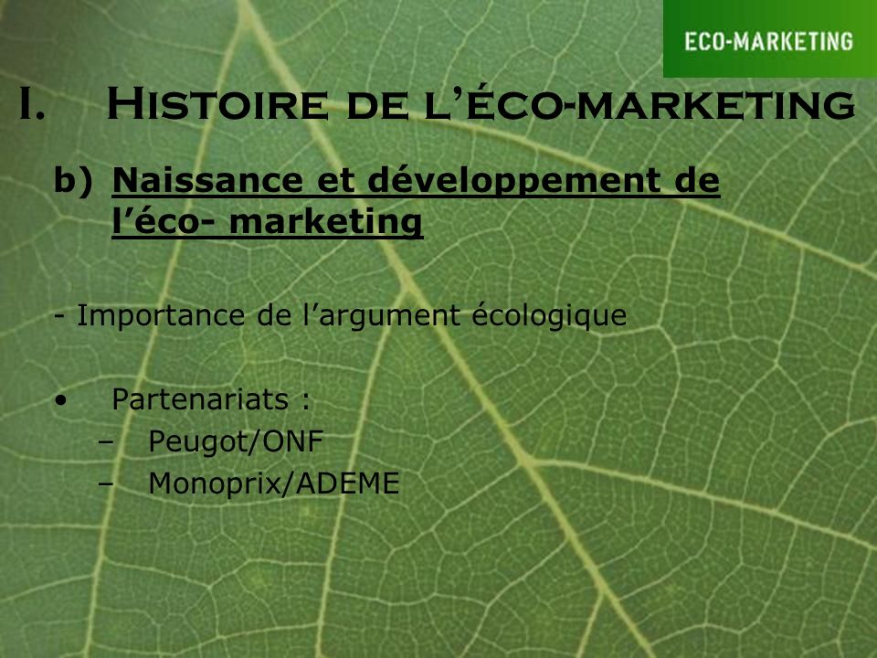 I. Histoire de l’éco-marketing