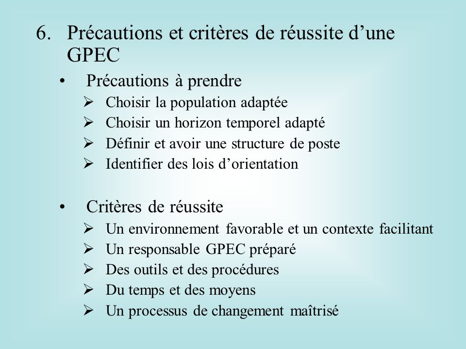 Précautions et critères de réussite d’une GPEC