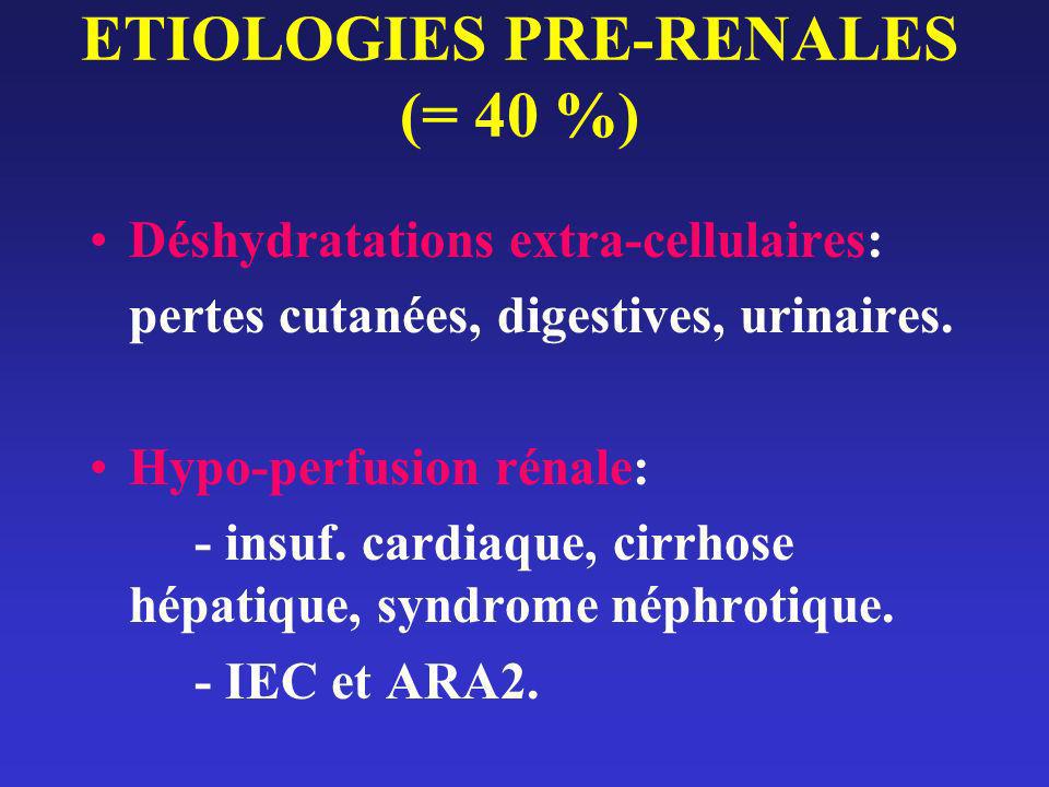 ETIOLOGIES PRE-RENALES (= 40 %)