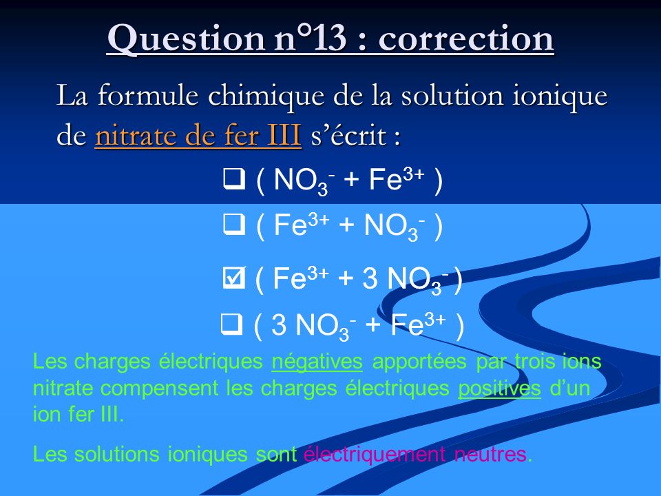 Question n°13 : correction