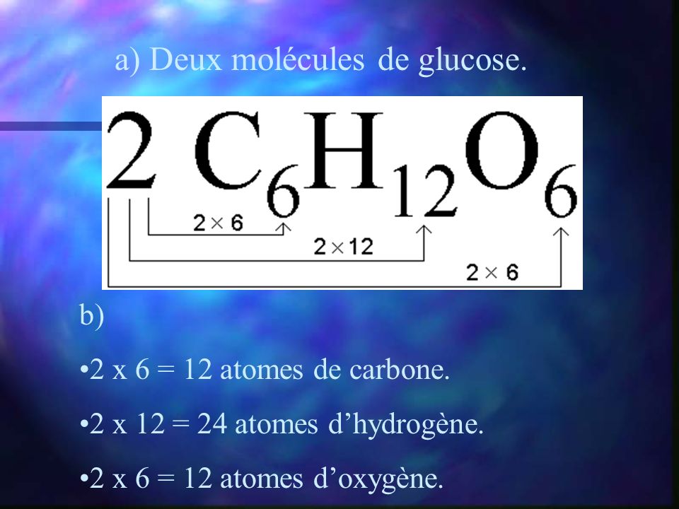 a) Deux molécules de glucose.