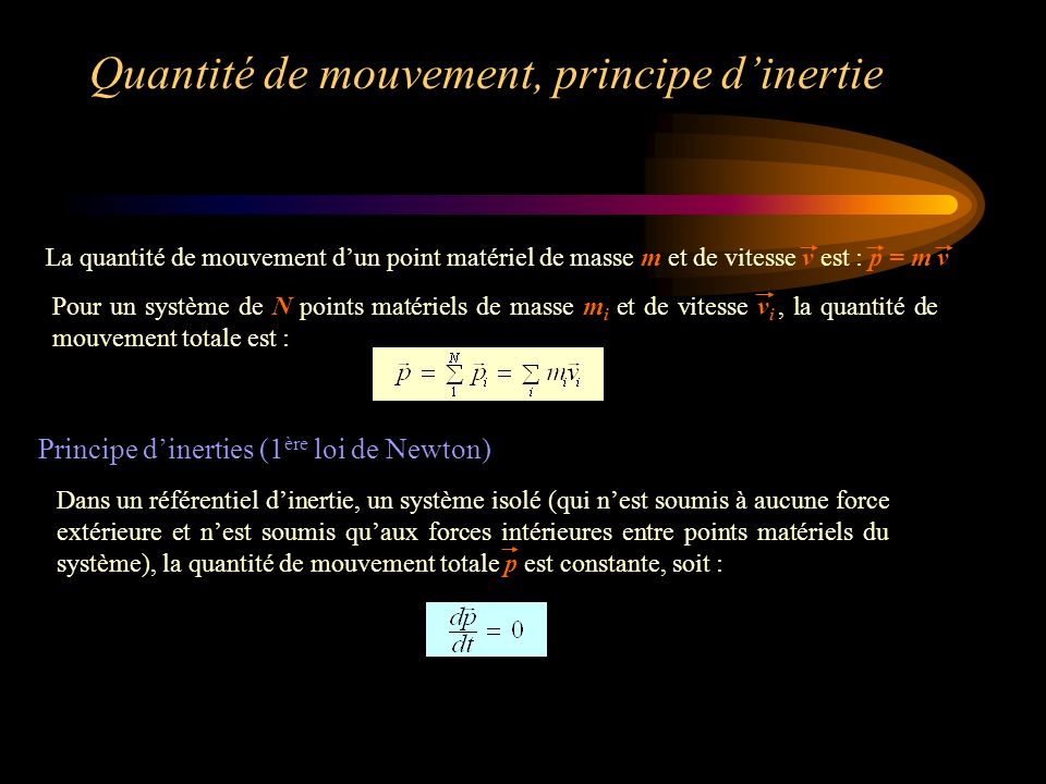 Quantité de mouvement, principe d’inertie