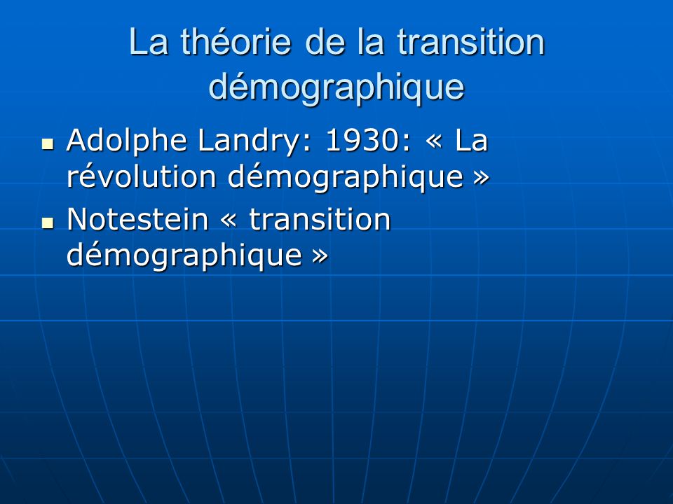 La théorie de la transition démographique