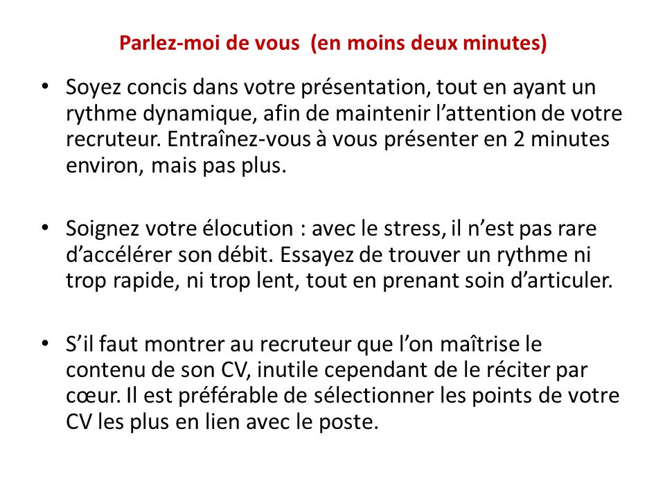 presentation simple dans un entretien