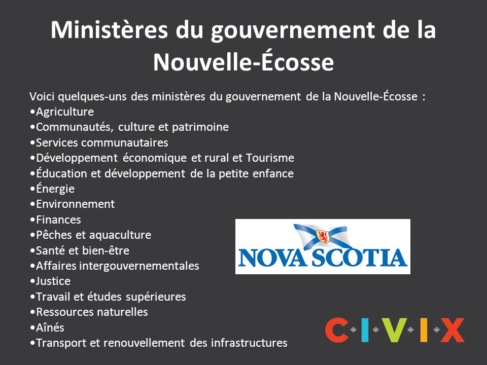 Ministères du gouvernement de la Nouvelle-Écosse