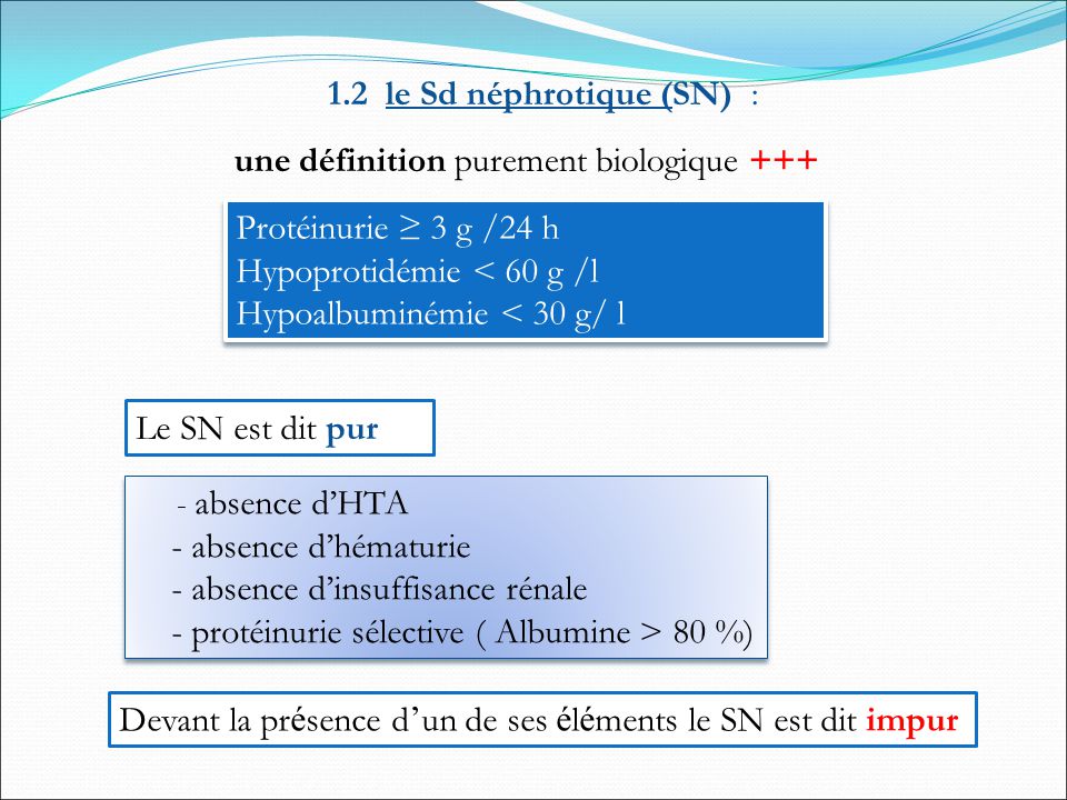1.2 le Sd néphrotique (SN) :