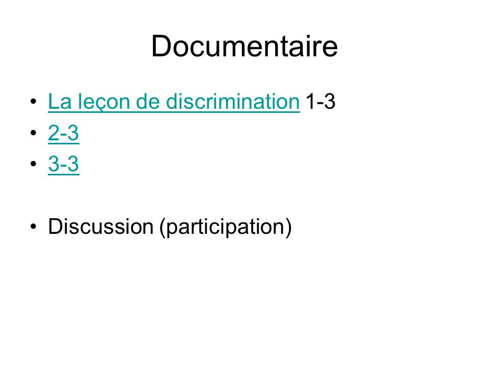Documentaire La leçon de discrimination