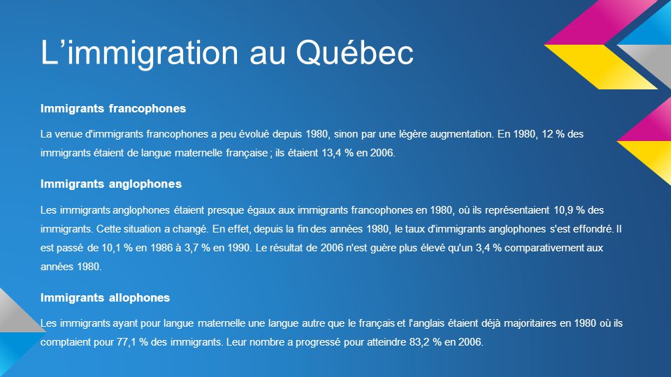L’immigration au Québec