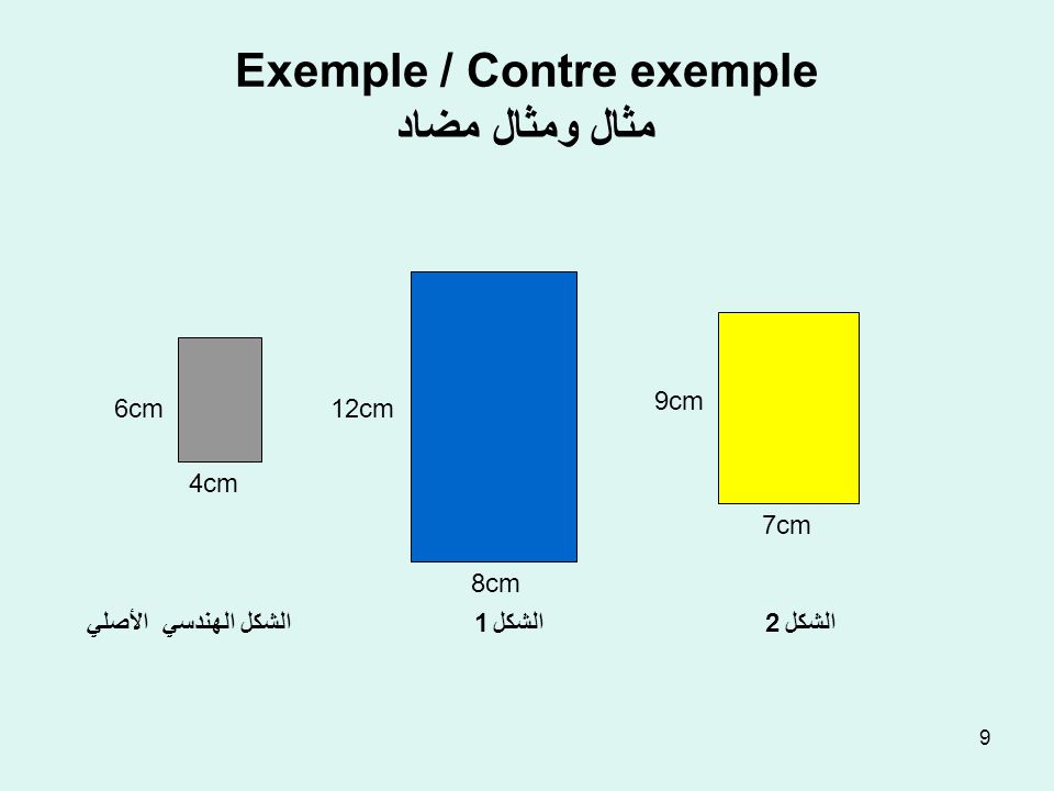 Exemple / Contre exemple مثال ومثال مضاد