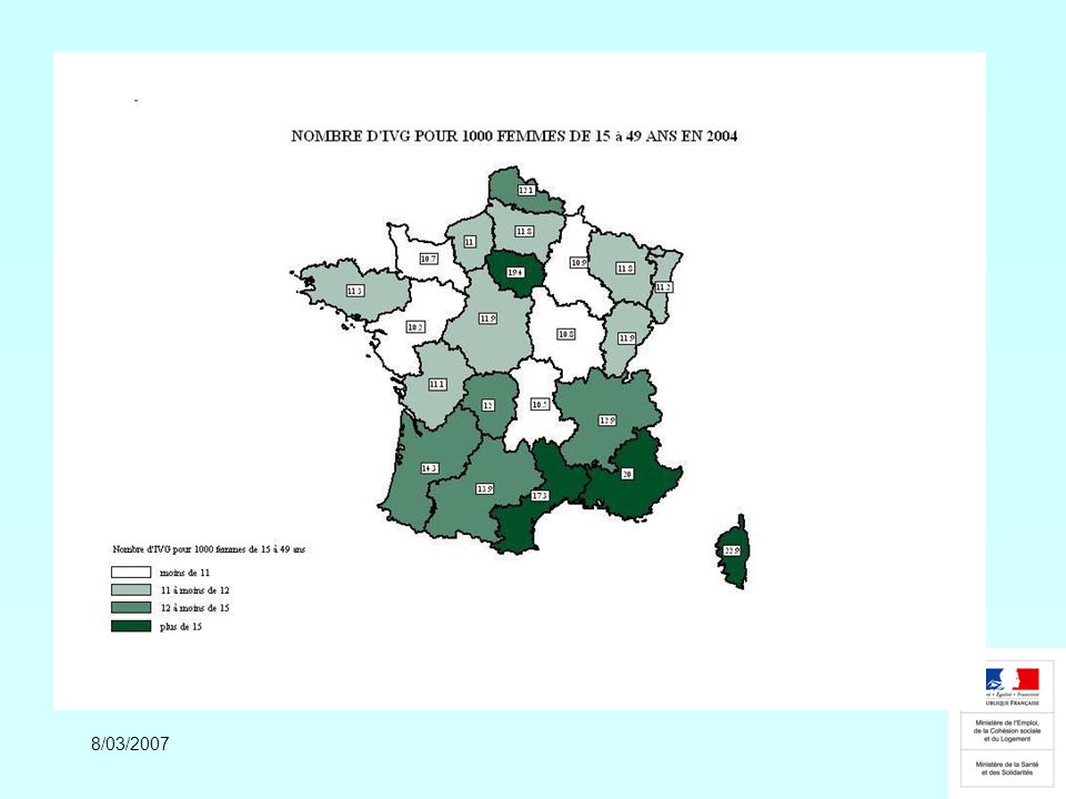 Le recours à l ’IVG dans le sud de la France, en Ile de France et dans les DOM est nettement plus élevé