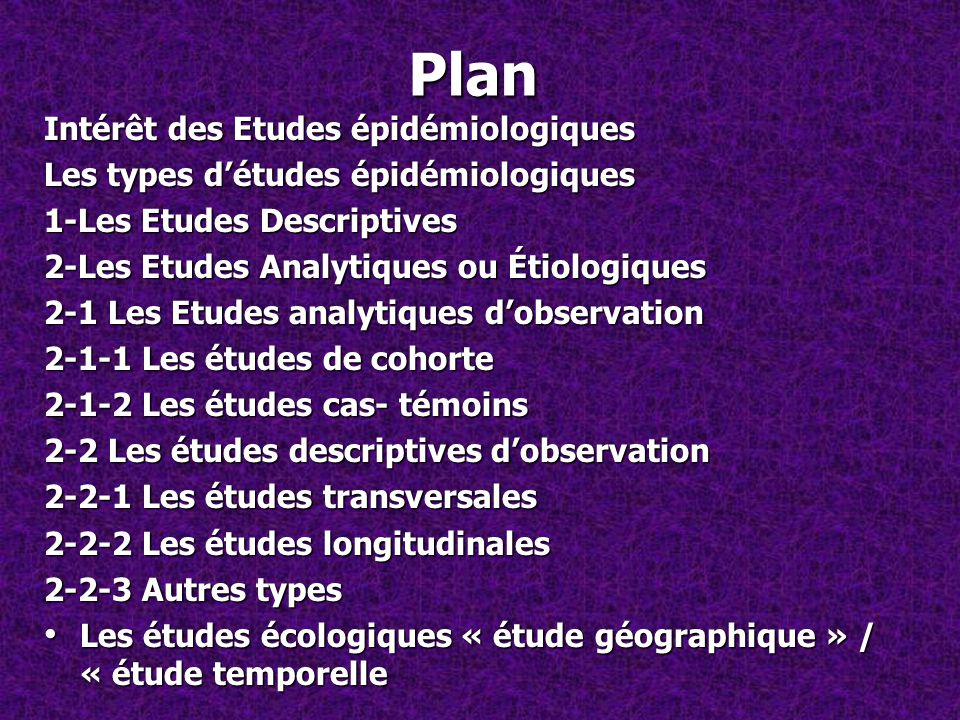 études épidémiologiques