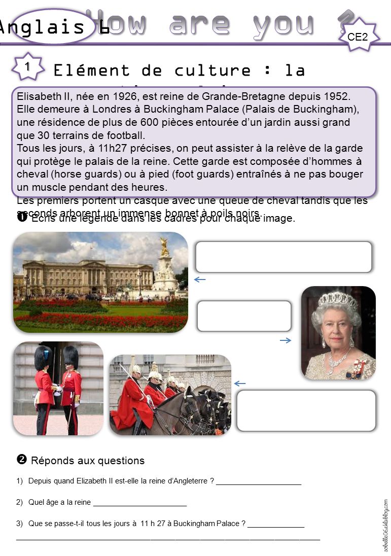 How are you Anglais 6 Elément de culture : la monarchie anglaise
