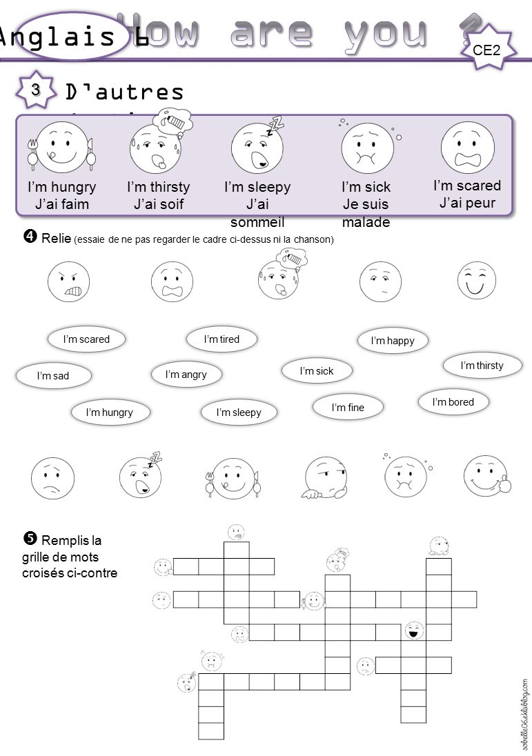 How are you Anglais 6 D’autres émotions (feelings)