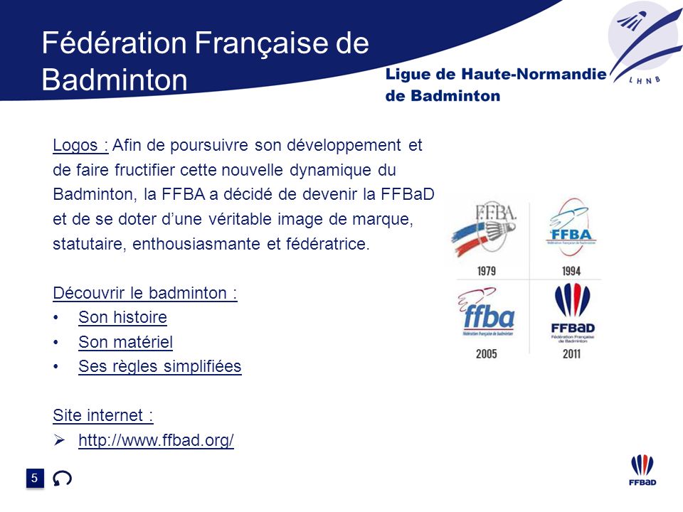 Fédération Française de Badminton Ses règles simplifiées