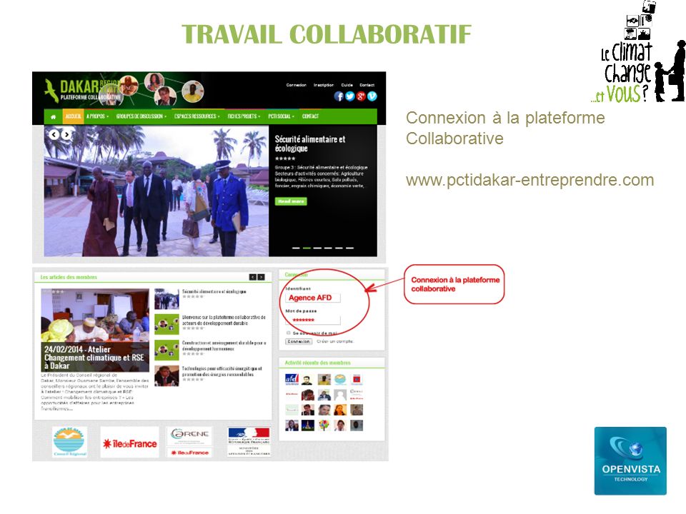 TRAVAIL COLLABORATIF Connexion à la plateforme Collaborative