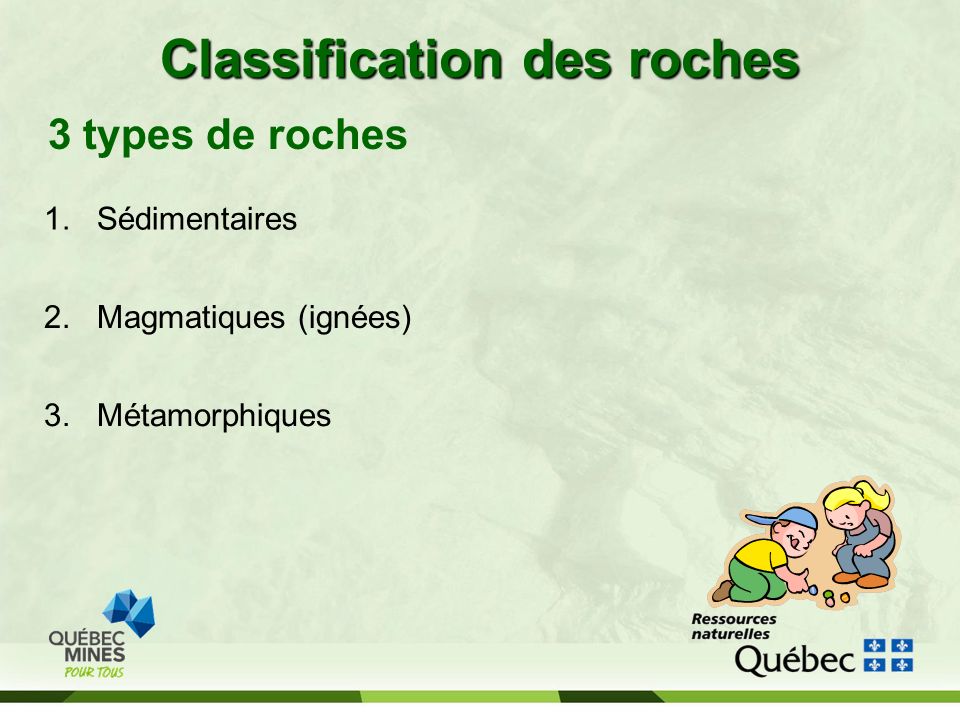 Classification des roches