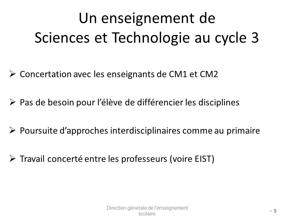 Un enseignement de Sciences et Technologie au cycle 3