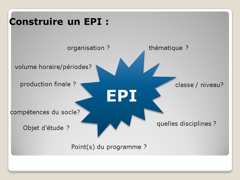 EPI Construire un EPI : organisation thématique
