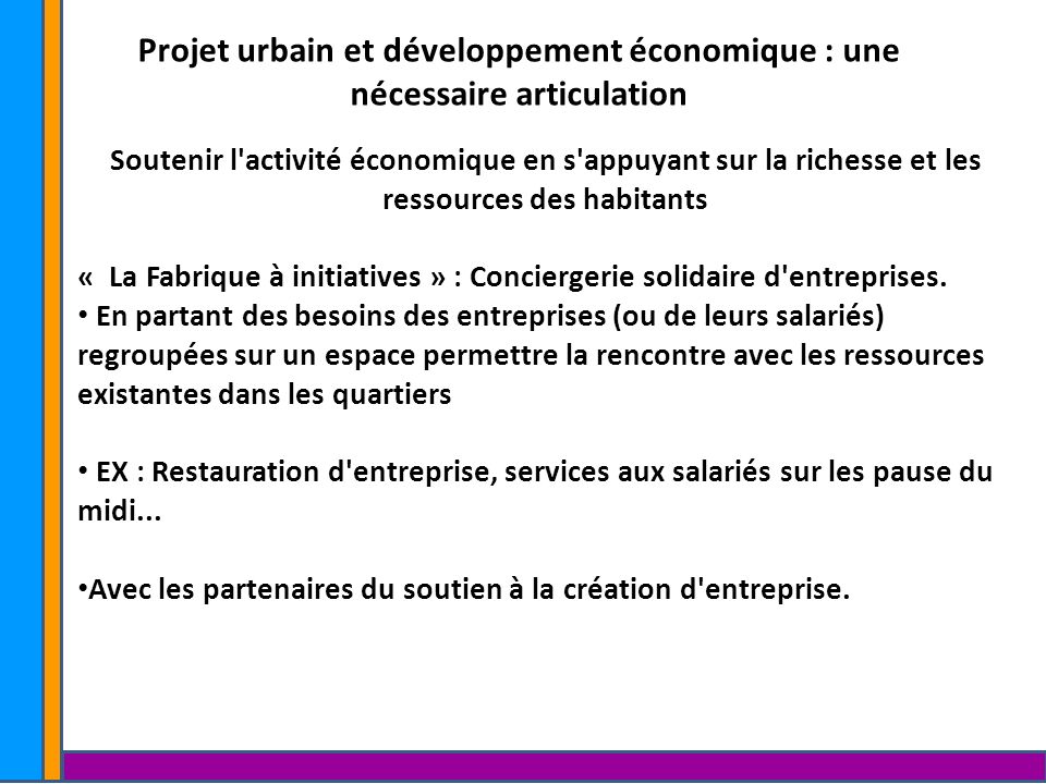 Projet urbain et développement économique : une nécessaire articulation.