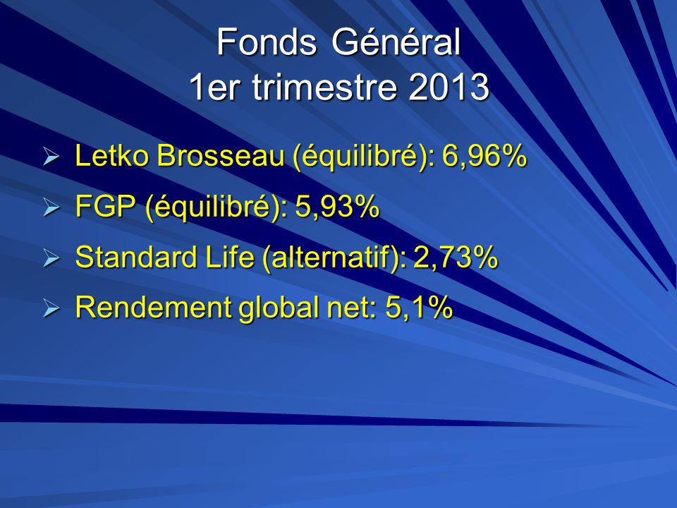 Fonds Général 1er trimestre 2013