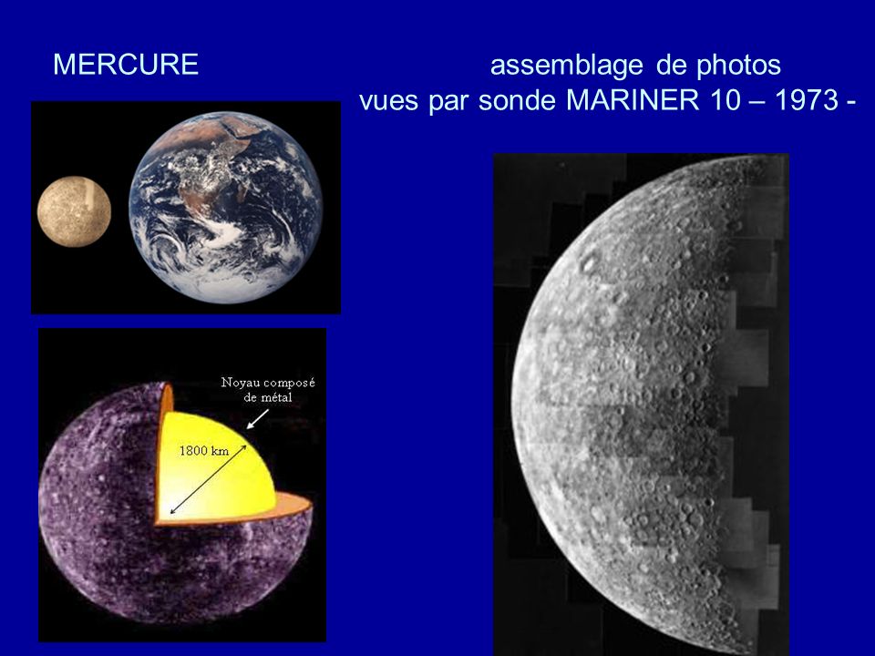 MERCURE assemblage de photos vues par sonde MARINER 10 –