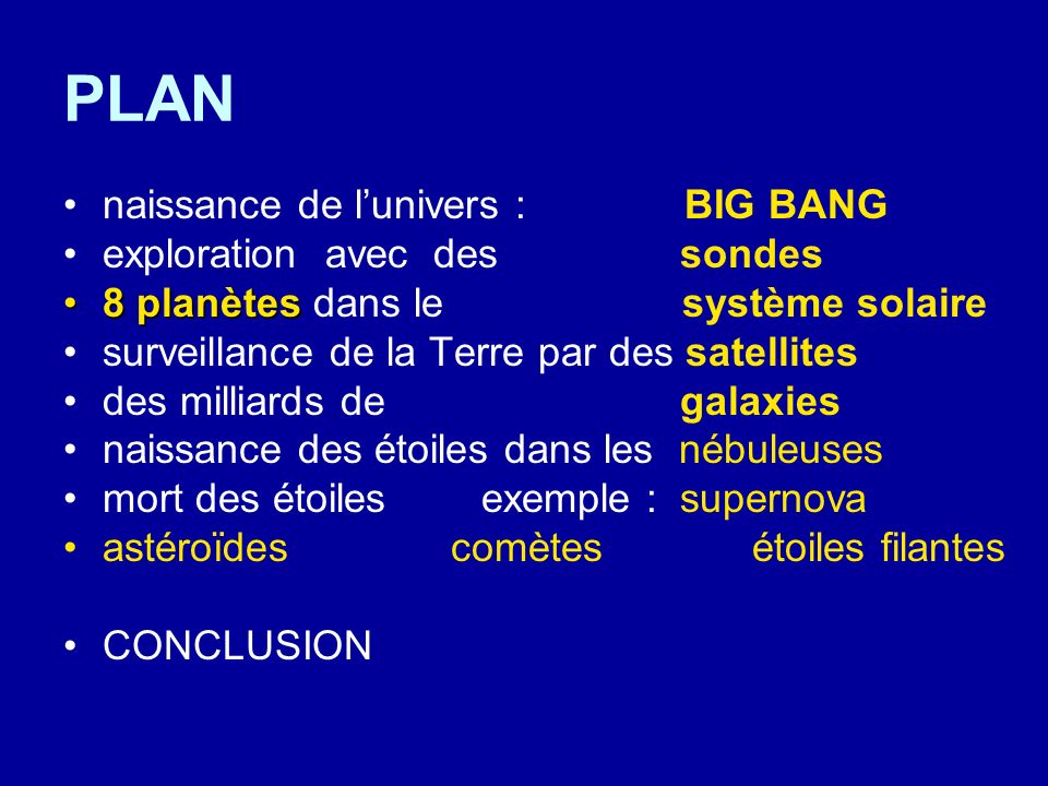PLAN naissance de l’univers : BIG BANG exploration avec des sondes