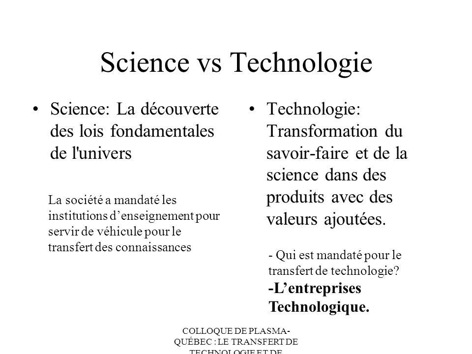 Science vs Technologie