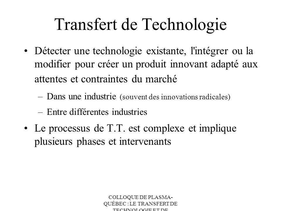 Transfert de Technologie