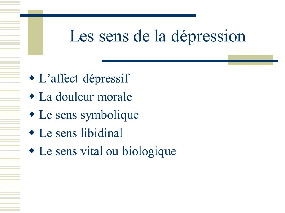 Les sens de la dépression
