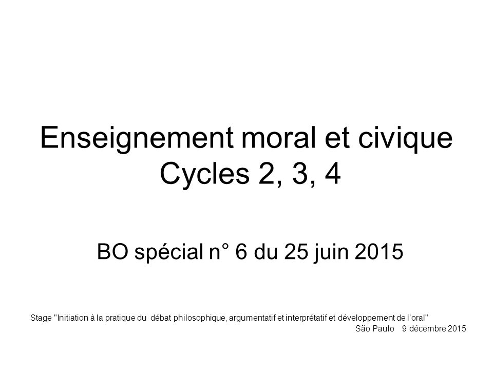Enseignement moral et civique Cycles 2, 3, 4