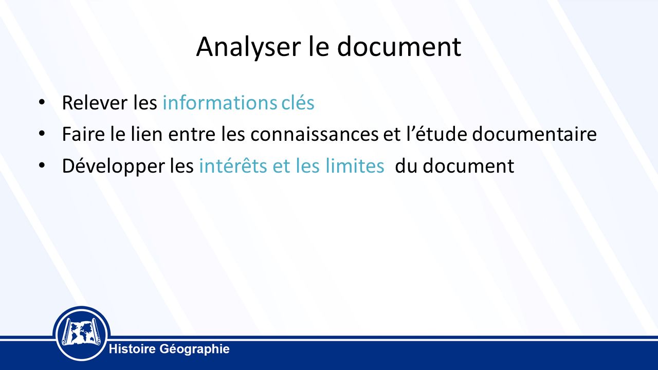 Analyser le document Relever les informations clés
