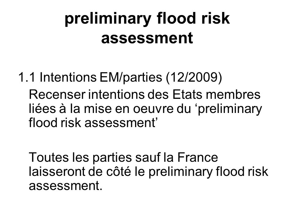 preliminary flood risk assessment