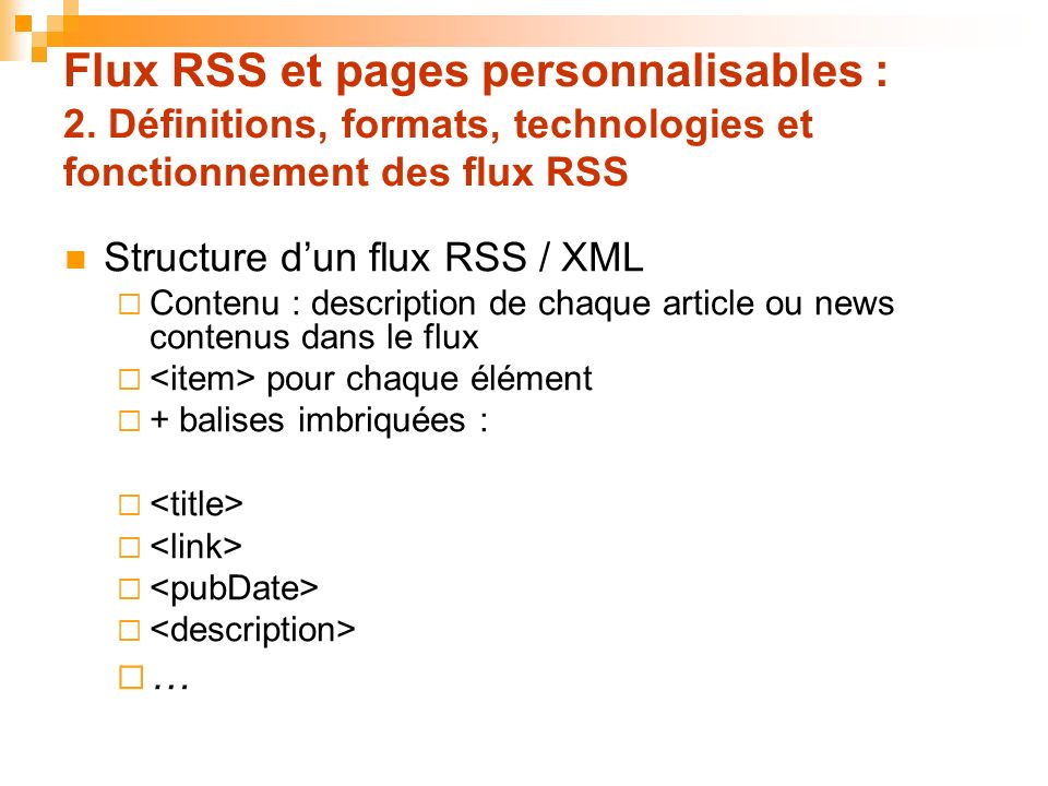 Flux RSS et pages personnalisables : 2