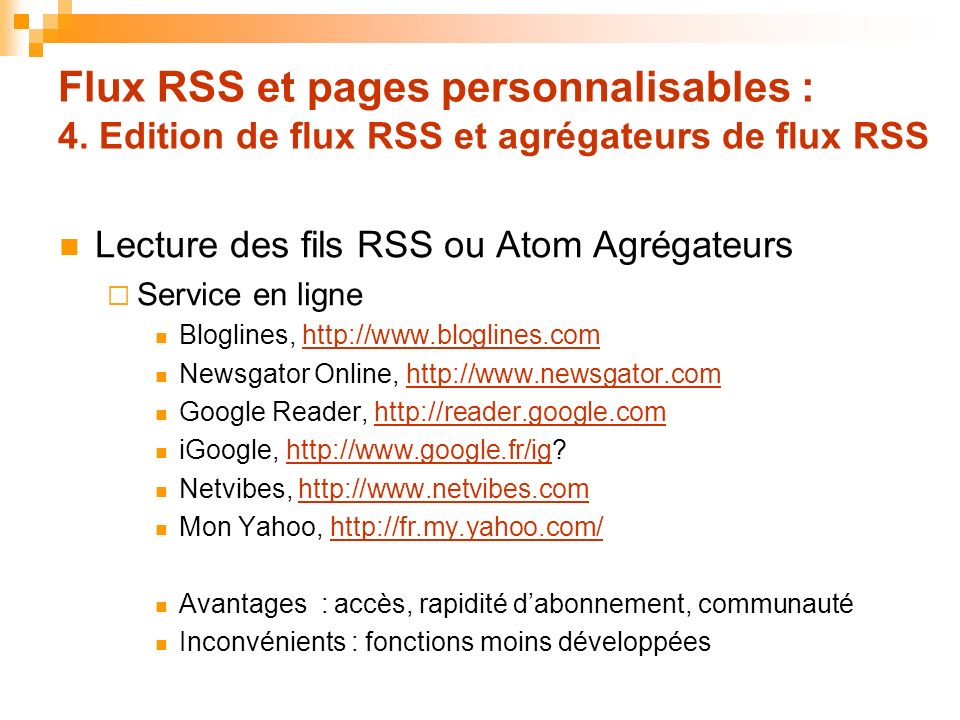 Flux RSS et pages personnalisables : 4