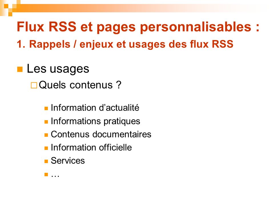 Flux RSS et pages personnalisables : 1