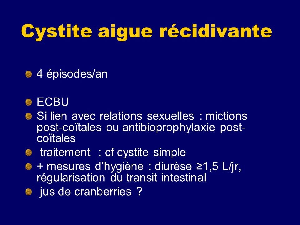 Cystite Traitement